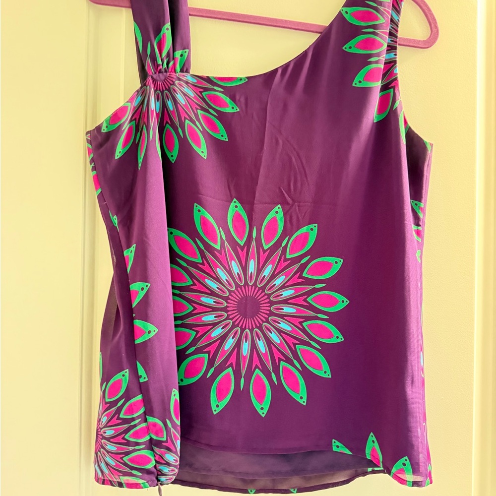 Banana Republic Purple Tank Top with Green Accents